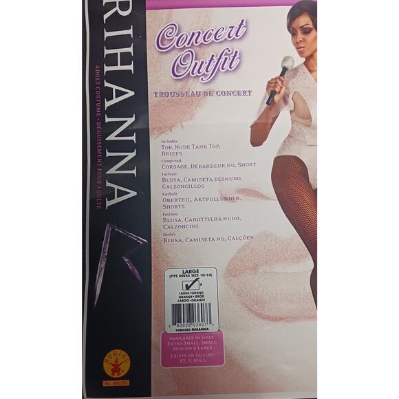 Rihanna Concert Outfit Adult Costume Large (10–14) Top, Nude Tank & Briefs New - Picture 4 of 9